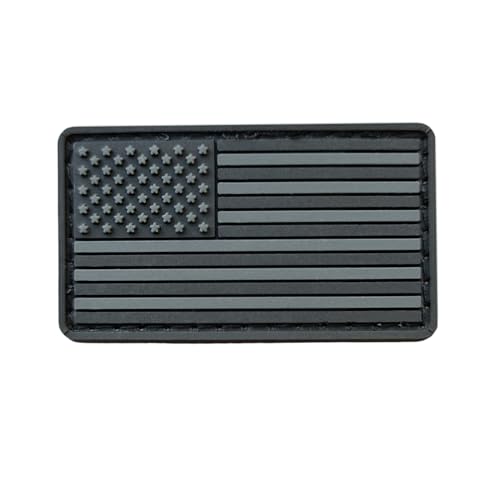 Tactical Morale Patch - Black USA Flag 1x1.75 Inch PVC Rubber