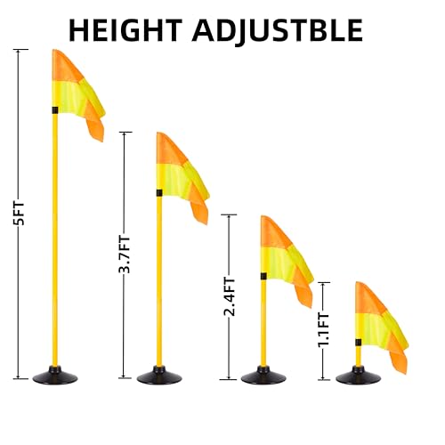 5FT Soccer Corner Flags Set of 4 with Rubber Bases - Yellow