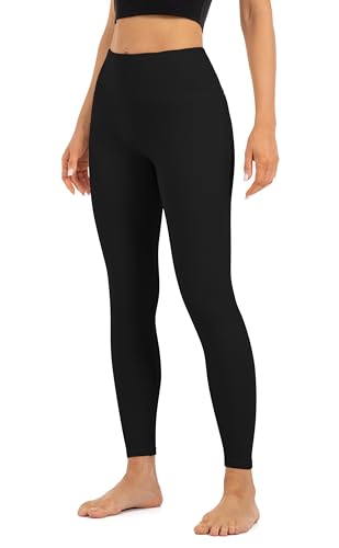 High Waisted Leggings for Women - Tummy Control, Full Length No Pocket, Black