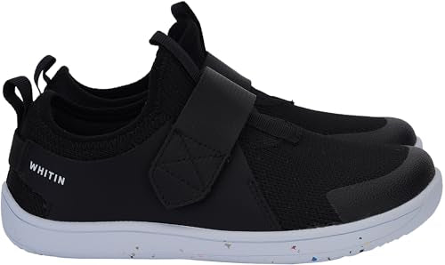 WHITIN Kid Wide Barefoot Sneakers - Boys & Girls Elastic Opening, Black Multi, W8K3, 3 Wide Big Kid