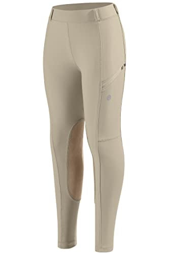 Kids Horse Riding Pants with Zipper Pockets - Medium Khaki