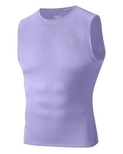 Men's Sleeveless Compression Shirt - Quick Dry Athletic Base Layer - X-Large Purple