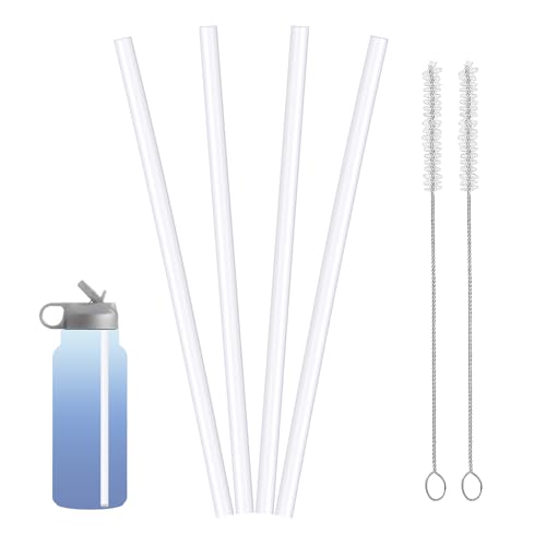4-Pack Replacement Straws with Brushes for Wide Mouth Bottles - 8mm