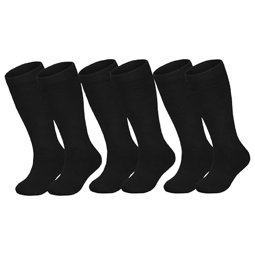 Kids Knee High Baseball Socks - Youth Athletic Socks, 4-7 Years, Pure Black
