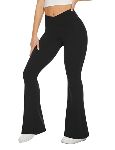 Crossover Yoga Pants with Pockets - Black V Rise-Thicken, X-Small