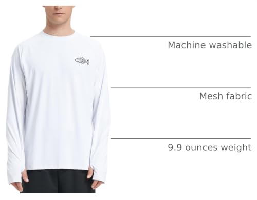 Men's Quick-Dry Fishing Shirt UPF 50+ with Mesh Panels - Small/White