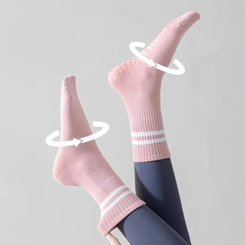 Non-Slip Pilates Socks for Women - 3 Pairs in Black, White, Pink