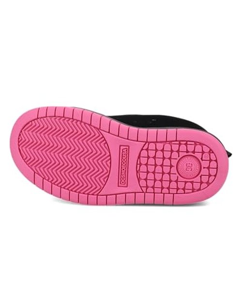 DC Unisex-Child Court Graffik Low Top Skate Shoe Sneaker, Black/Pink, 1 M M US Big Kid