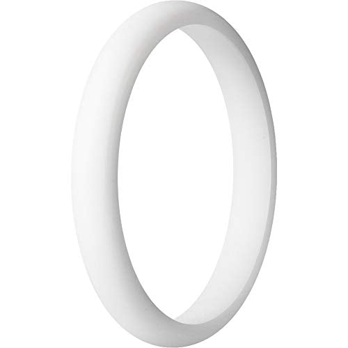Stackable Silicone Wedding Rings for Women - Pure White, 3.5-4