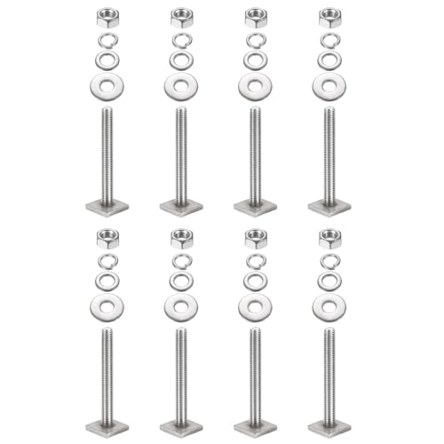 PATIKIL M8 x 65mm T Slot Bolts 8x Square Head T-Bolts with Nuts Washers Stainless 304 for Roof Rack