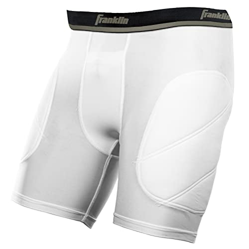 Kids Compression Sliding Shorts Medium White/Black Padded Baseball Underwear