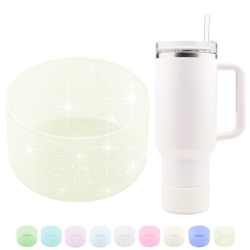 Glitter Silicone Protective Boot Sleeve for Water Bottles - Light Yellow