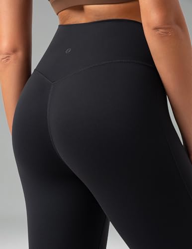 Colorfulkoala No Front Seam Flare Leggings for Women - Tummy Control, Medium, Black