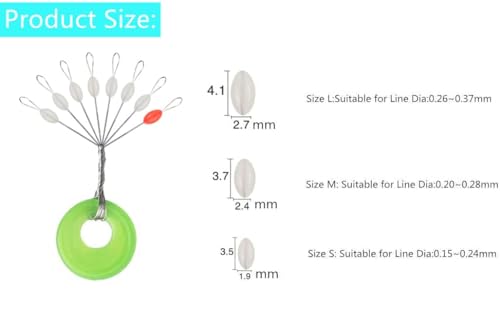 200Pcs Soft Silicone Fishing Bobber Stopper - Transparent Oval M