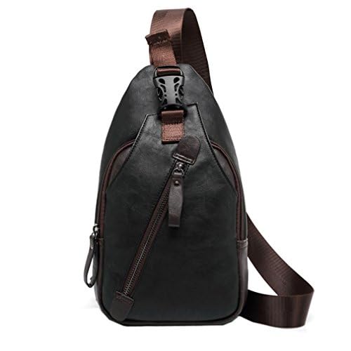 Hebetag Leather Sling Bag Crossbody Backpack for Men Women - Black #23