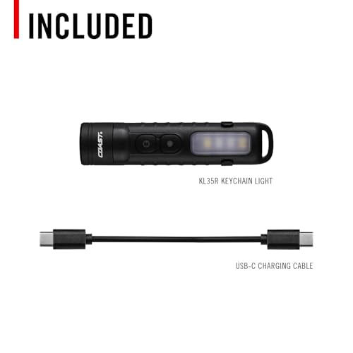 Coast KL35R 600 Lumen Rechargeable LED Pocket Flashlight with RED Light