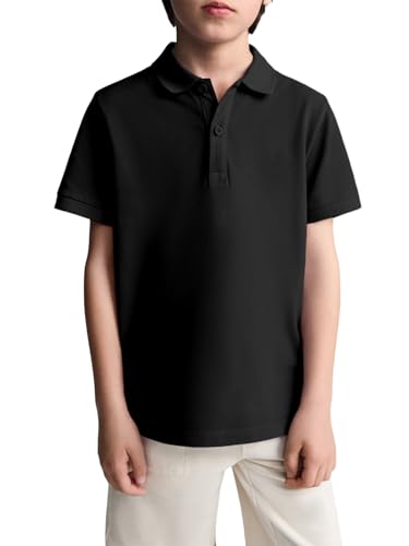 Boys Short Sleeve Pique Polo Shirt - School Uniform Black 7-8 Years