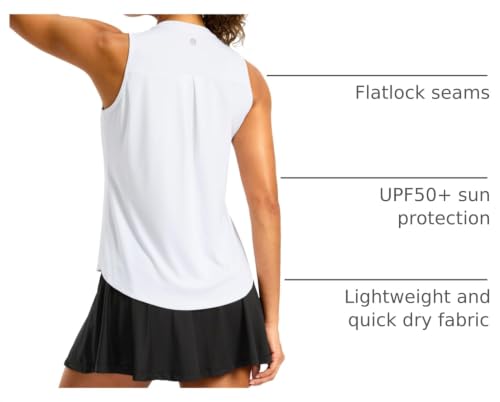 Quick Dry High Neck Workout Tank Top for Women - B White, Medium