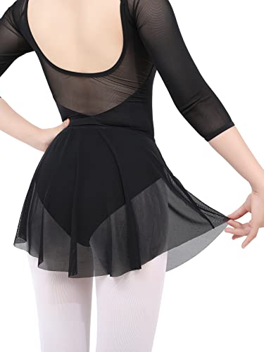 Gorchoc Toddler Ballet Wrap Skirt Medium Black Sheer Elastic Mesh Dance Skirt