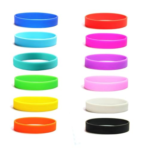 12 Pcs Rainbow Silicone Wristbands - Multi Color Bracelets
