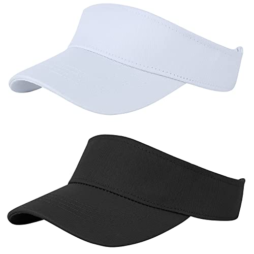 Komorebi Kids Sun Hat for Girls 6-12 Years Black & White Cotton Adjustable Visor for Golf & Tennis