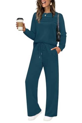 WIHOLL Women's 2 Piece Sweatshirt Set Casual Lounge Tracksuit | Cozy Travel Outfit
