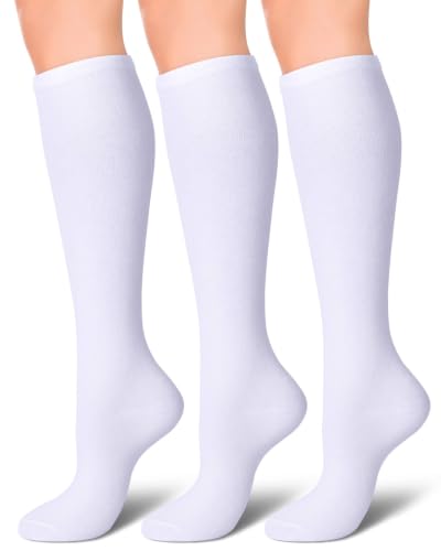 Senker Fashion 3 Pairs Cotton Knee High Socks for Women, Tube Boot
