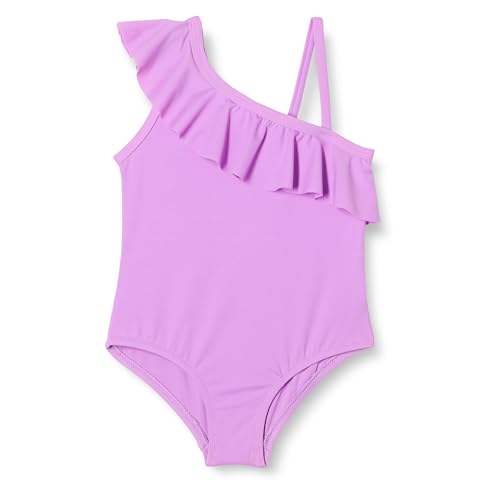 Asymmetric Frill One-Shoulder One-Piece Swimsuit - X-Small Bright Lavender