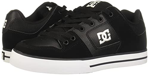 DC Men's Pure Casual Low Top Skate Shoe, Black/Black/White, 7 D D US