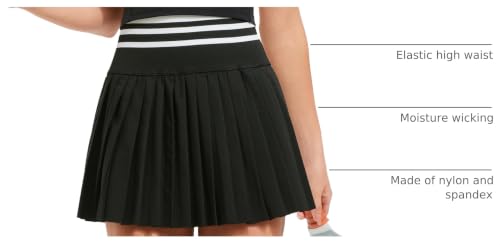 Airfree Two-Piece Tennis Skirt Set for Women, High-Waisted Pleated Golf/Active Skirt with Pockets – Black, Medium