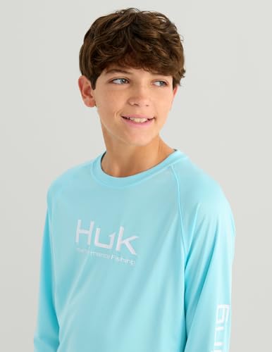 HUK Kids Pursuit Solid Long Sleeve Fishing Shirt - Large Caicos