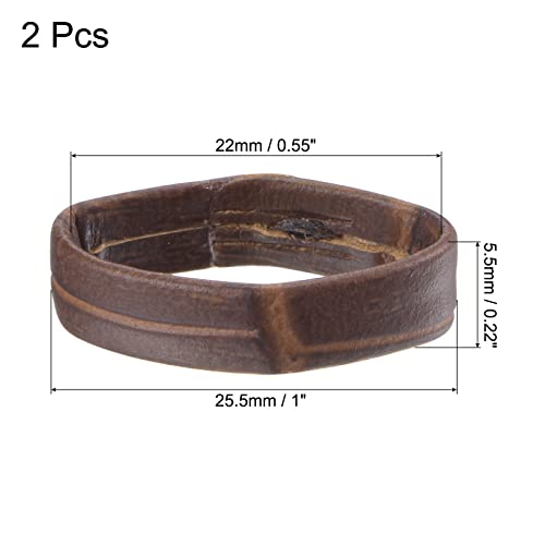22mm PU Leather Watch Band Loops - Dark Brown (2 Pcs)