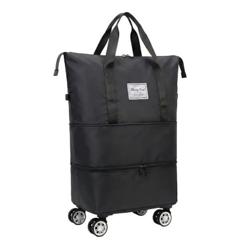 360° Spinner Wheel Duffel Bag - 3-in-1 Expandable Tote - Black