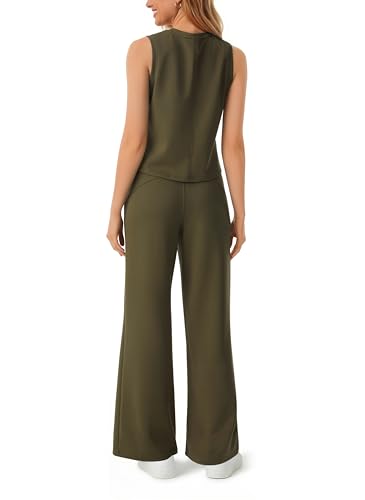 AFITNE Women's 2-Piece Summer Lounge Set Sleeveless Crop Top & Pants