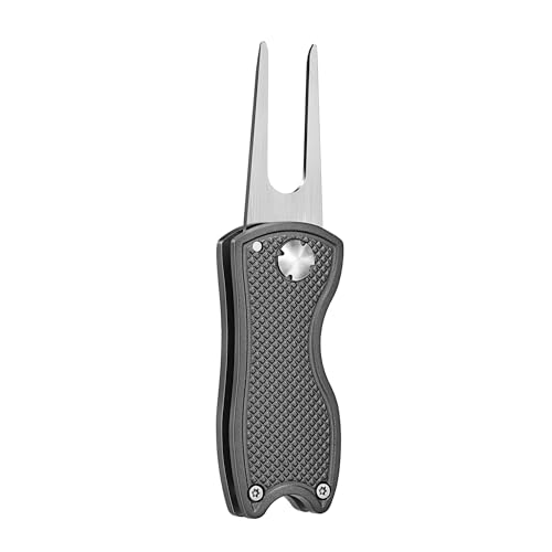 Mile High Life All Metal Foldable Golf Divot Repair Tool with Magnetic Ball Marker - Black/Sliver/Gray, 2-Pack