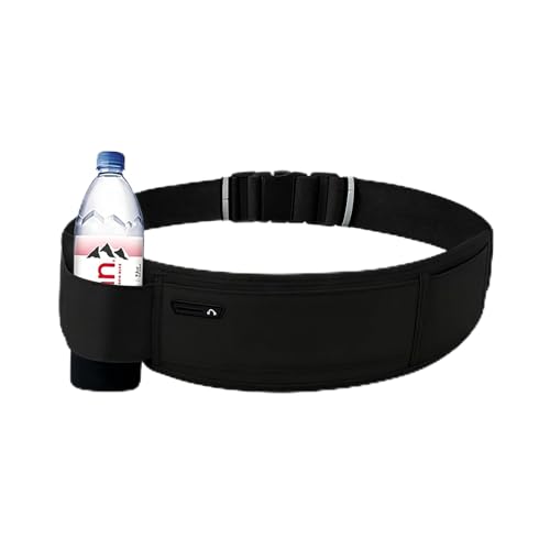 Hydration Belt with Water Bottle Holder & Phone Pocket - Jet Black
