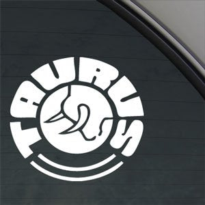 Taurus Firearms Gun Decal - White Vinyl Sticker 3.5 Inches