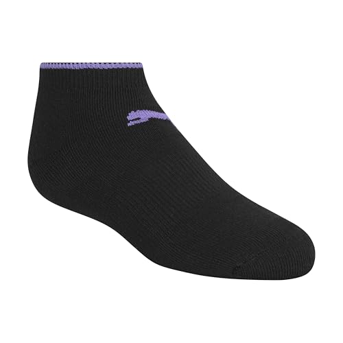 PUMA Girls 8-Pack Low Cut Socks with Cushioned Footbed & Arch Support - Black/Multicolor 7-8.5