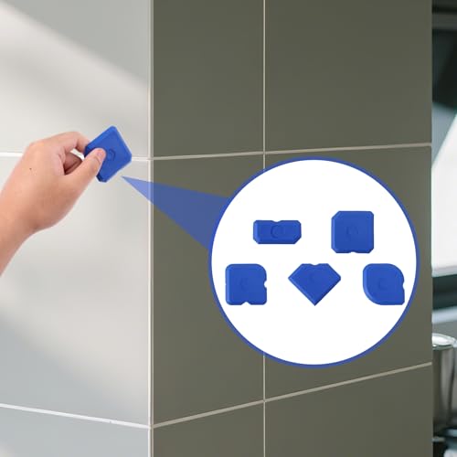 10pcs Silicone Cramer Spreader Caulking Tool Set Kit, Sealant Profiling Finishing Smoothing Mastic Tool Caulk Remover Reusable Grout Scraper Applicator for Kitchen Bathroom Floor Window & Sink (Blue)