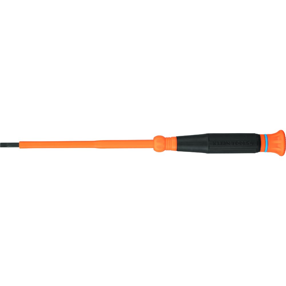 Klein Tools 6254INS Insulated Precision Screwdriver, 1/8-Inch Slotted Mini Electrician Screwdriver, 1000-Volt Cushion Grip Handle