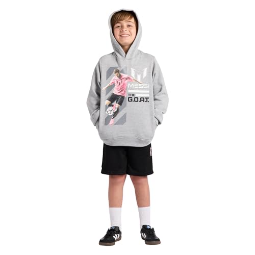 Messi Boys' Heather Grey Long Sleeve Hoodie Sweatshirt, Size S8-XL18