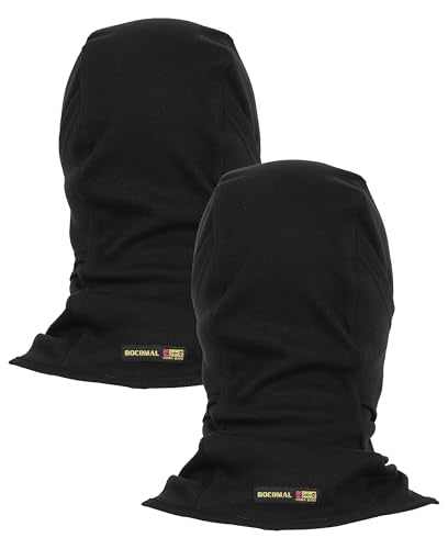 BOCOMAL FR Balaclava Face Mask 7oz Midweight Arc Rated NFPA2112 CAT2 2-Pack, One Size, Black