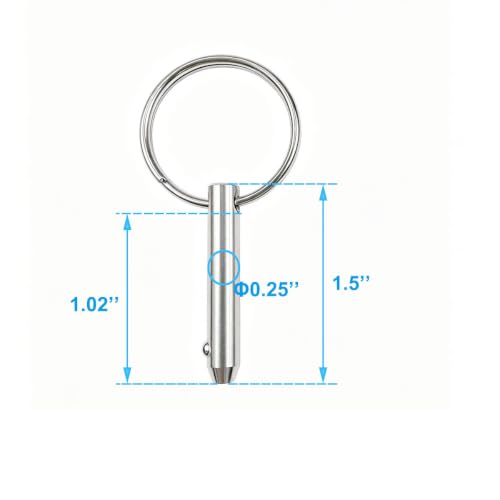Bimini Top Quick Release Pins - 1.5 x 0.25 Inch - Pack of 4