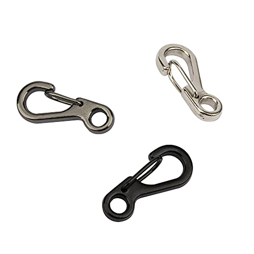 Mini Carabiner Clip Keychains - 10 Pack Black Alloy EDC