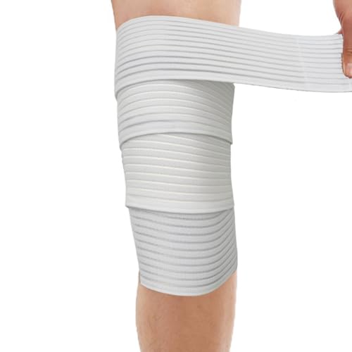 Extra Long Elastic Knee Wrap Compression Support Bandage - White