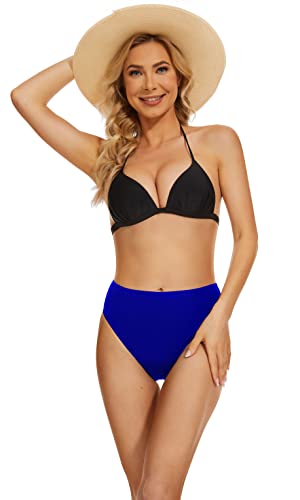 Leovqn Medium Blue Leakproof Period Swim Bikini with UPF 50+ for Light Flow - Menstrual Swimwear