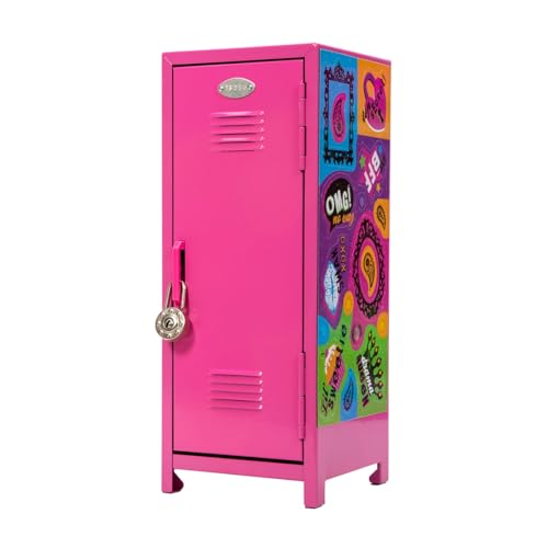 Schylling Girls Talk Pink Mini Locker - 11.25" Decorative Metal Storage Locker with 17 Mix-and-Match Magnets, Lock, and Keys - Ages 4-12