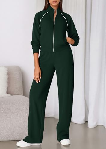 PRETTYGARDEN Women's 2 Piece Lounge Sweatsuit Sets - X-Large Dark Green