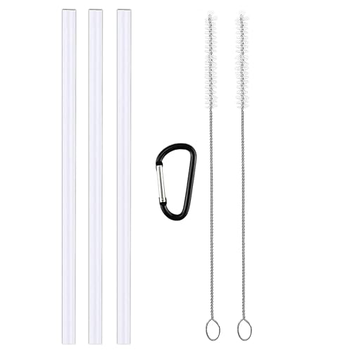 Wide Mouth Water Bottle Straw Replacement - 3 Pack with Cleaning Brushes