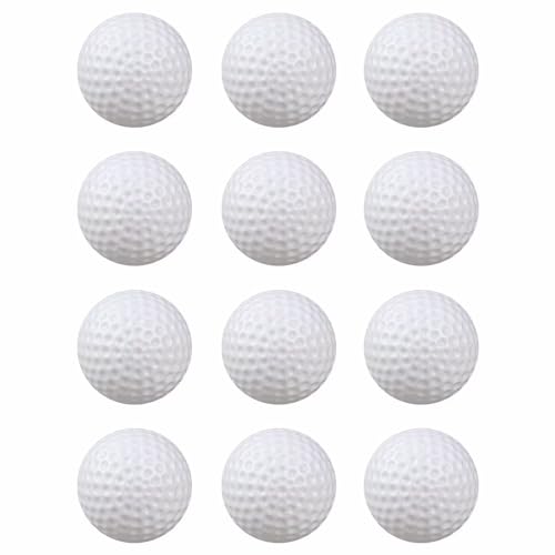 White Hollow Plastic Golf Balls - 12 Pack, 42mm Training Balls